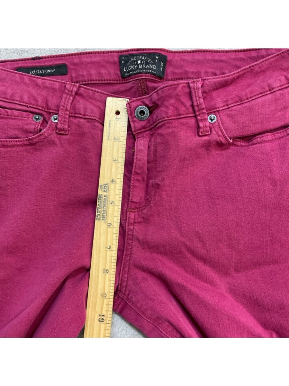 Lucky Brand Women's 14/32 Lolita Skinny Jeans Red Cotton Stretch B1284 - Picture 5 of 13